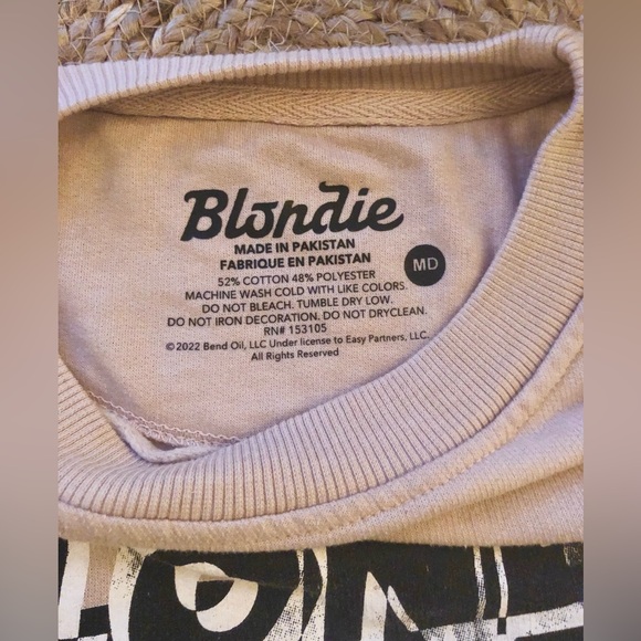 Blondie Graphic Crewneck Sweatshirt Blush Pink Buff Neutral 80s Rock Band Medium - Picture 5 of 5